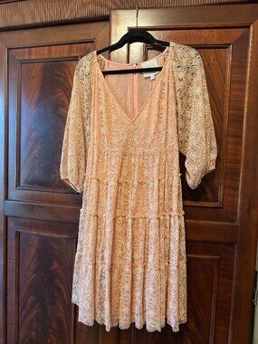 Johnny Was Peach Lace Dress